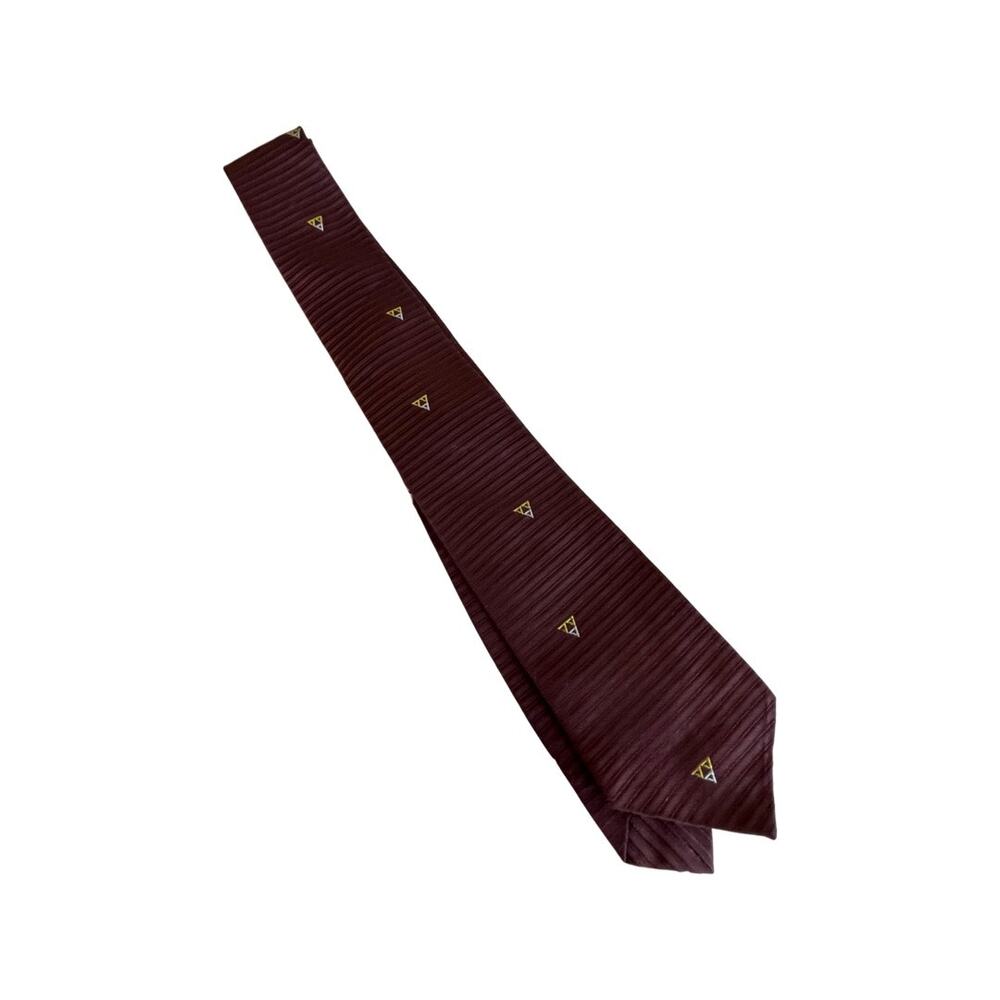 Vintage Brown Skinny Tie, Yellow White Triangle Print Tie
